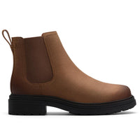 Walnut Leather Clarks Womens Orinoco3 Lane Chelsea Boots Side