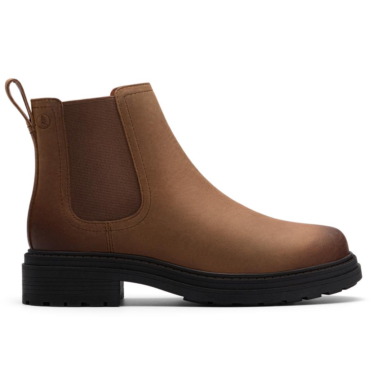 Walnut Leather Clarks Womens Orinoco3 Lane Chelsea Boots Side