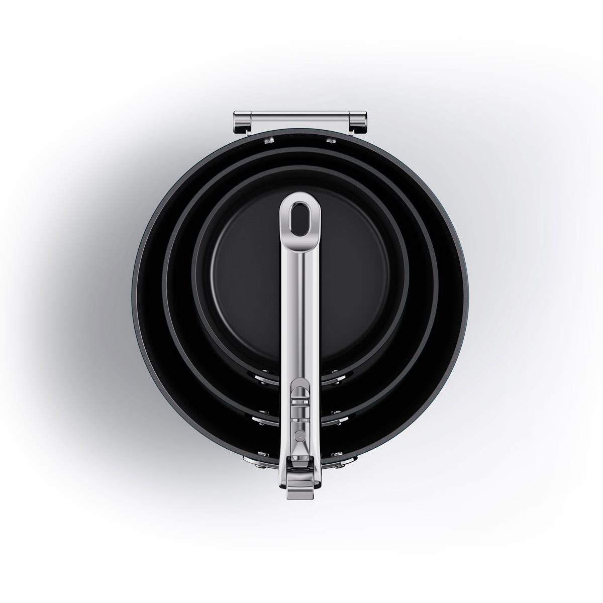 Joseph Joseph Space Folding Handle Ceramic Non-stick 3-piece Saucepan Set Nested