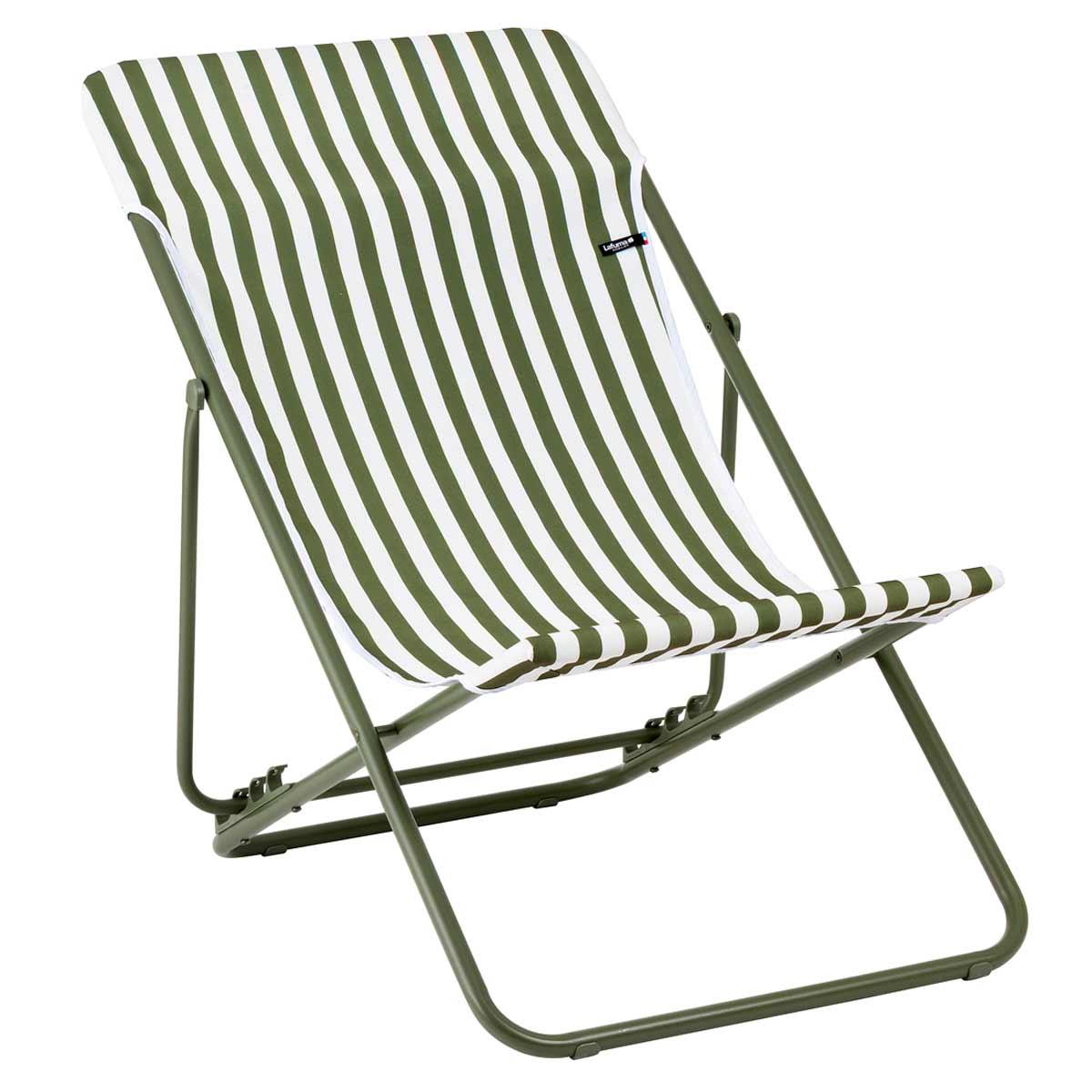 Lafuma Maxi Transat Airlon Folding Stripe Deck Chair