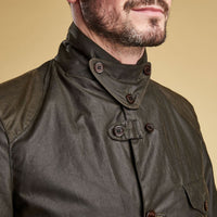 Olive Barbour Mens Beacon Sports Jacket Collar