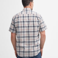 Navy Barbour Mens Drafthill Short Sleeve Regular Fit Shirt On Model Back