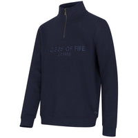 Navy Hoggs Of Fife Mens Galloway 1888 Plain 1/4 Zip Sweatshirt