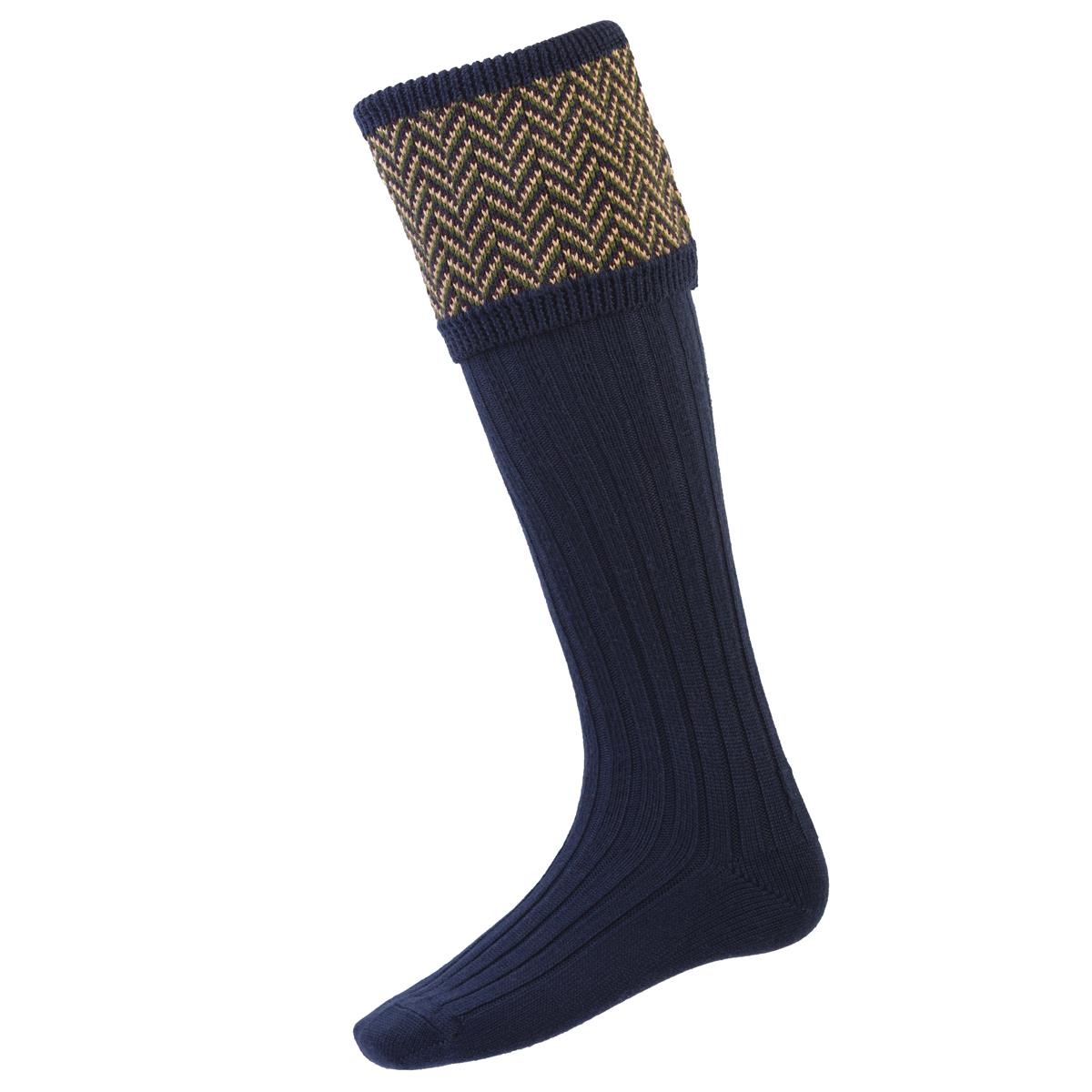 Navy House of Cheviot Mens Herringbone Socks