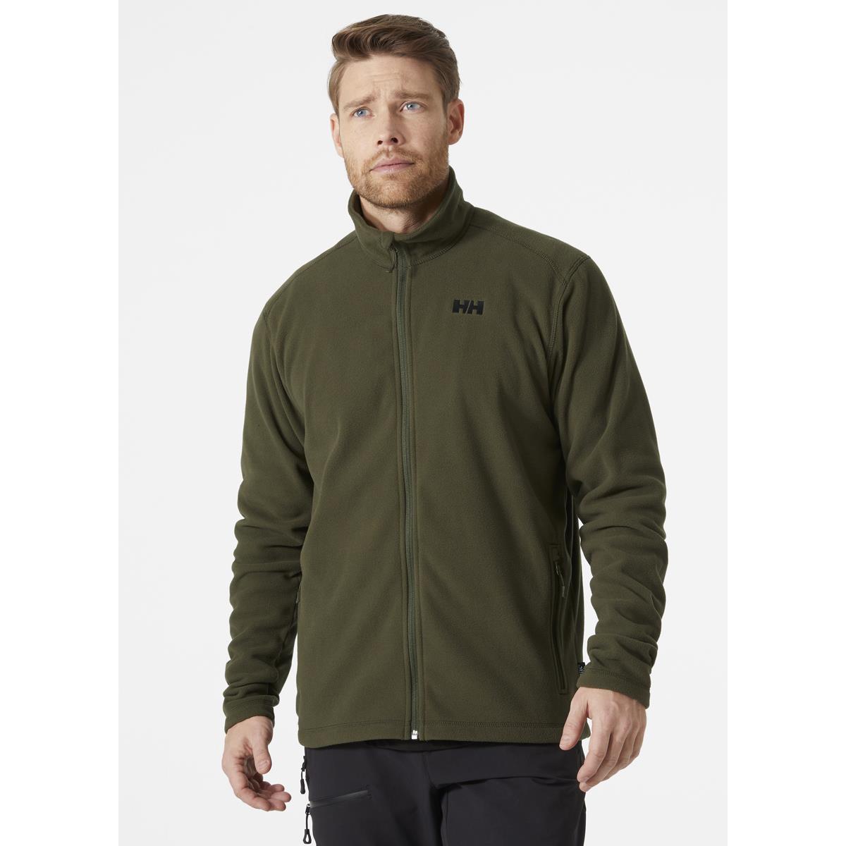 Jungle Green Helly Hansen Mens Daybreaker Fleece Jacket on model