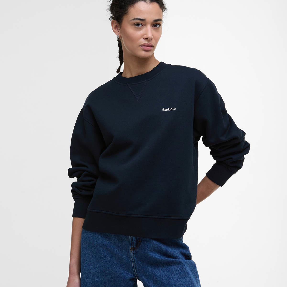 Navy Barbour Womens Bede Os Crew Sweatshirt Front
