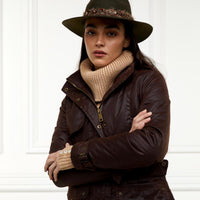 Chocolate Holland Cooper Womens Durham Wax Jacket On Model