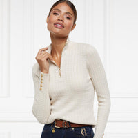 Almond Holland Cooper Womens Ava Half Zip Knitted Jumper Model