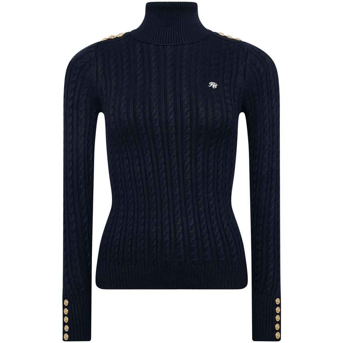 Holland Cooper Womens Seattle Roll Neck Cable Knit Jumper
