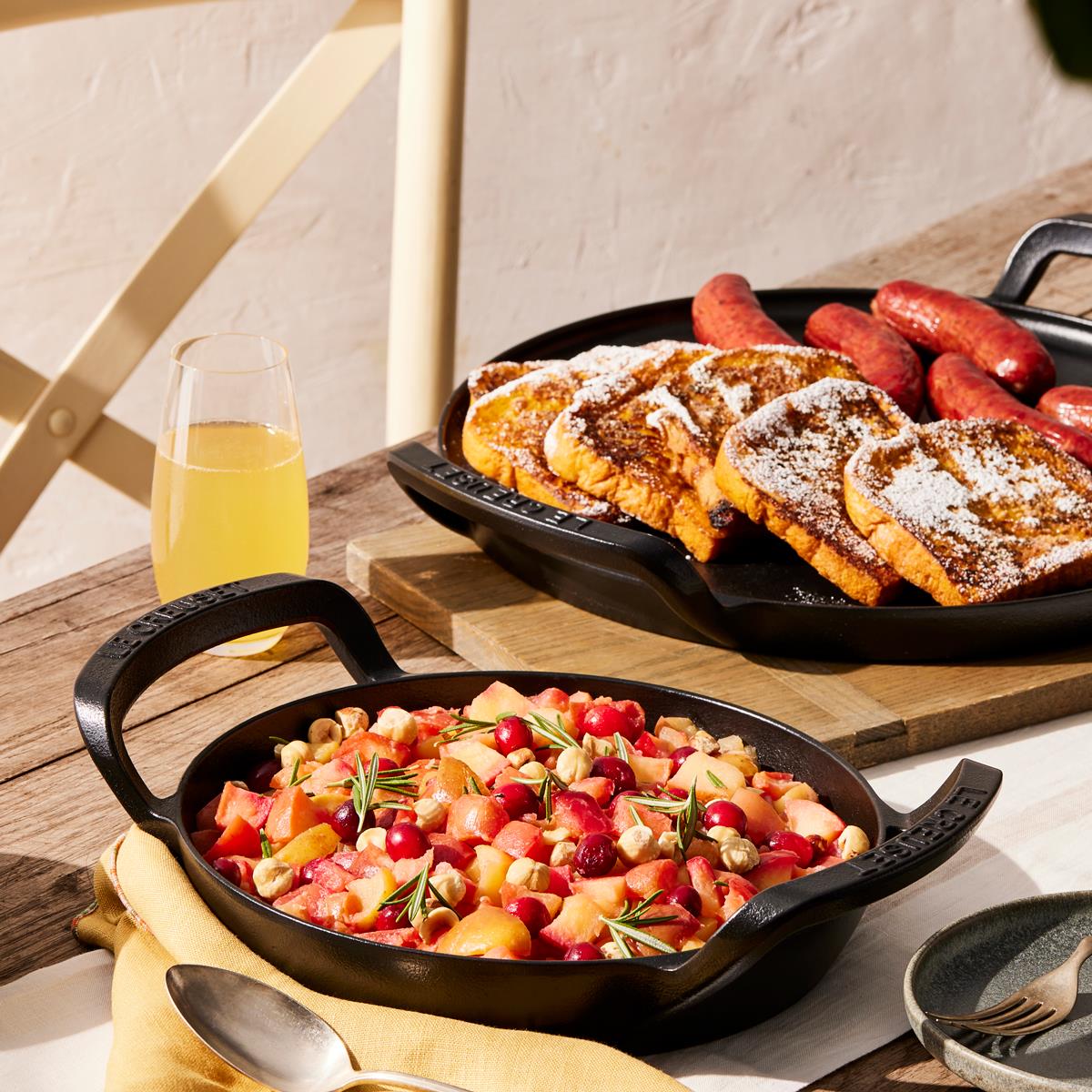 Le Creuset Cast Iron BBQ Round Skillet breakfast