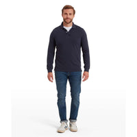 Navy Schoffel Mens St Ives Long Sleeve Polo Shirt ON MODEL