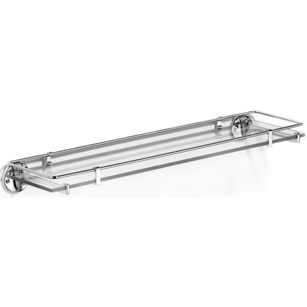 Chrome Plated Samuel Heath Curzon Glass Shelf With Fixed Rail N2113/N2114