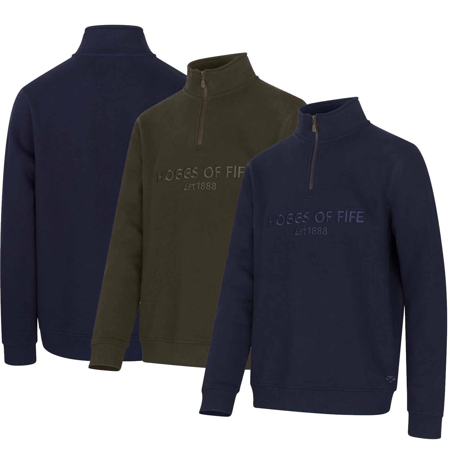 Hoggs Of Fife Mens Galloway 1888 Plain 1/4 Zip Sweatshirt