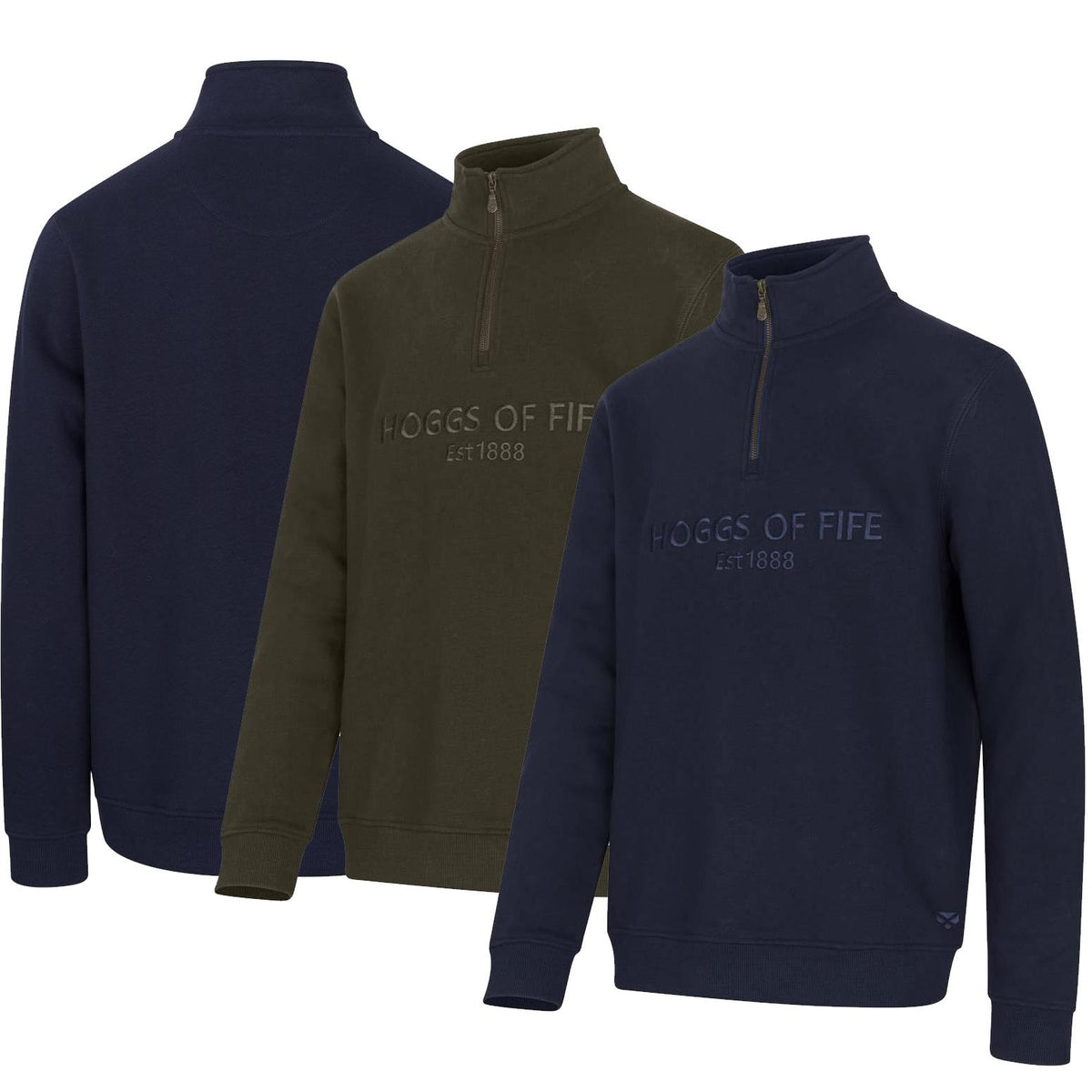 Hoggs Of Fife Mens Galloway 1888 Plain 1/4 Zip Sweatshirt
