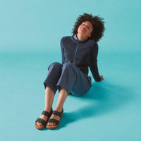 Black Combi Clarks Womens Arwell Glide Sandals On Model