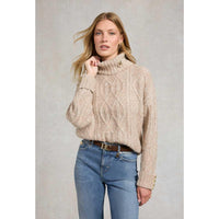Taupe Holland Cooper Womens Noveli Roll Neck Knit Jumper On Model