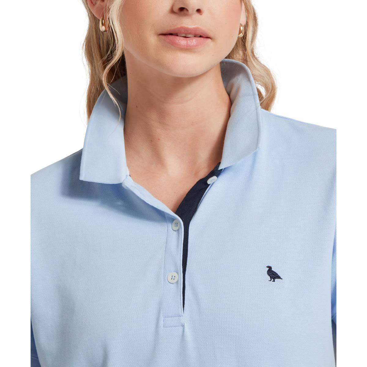 Pale Blue Schoffel Womens St Ives Polo Shirt COLLAR
