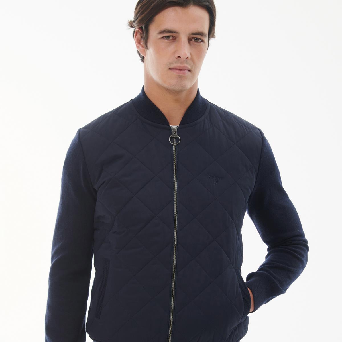 Barbour Mens Essential Box Quilt Zip Through Knitted Cardigan