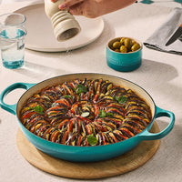 `- Le Creuset 22cm Cast Iron Shallow Casserole Dish lifestyle ratatouille
