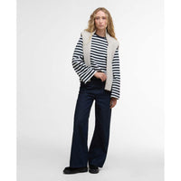 Dark Navy Stripe Barbour Womens Robyn Sweatshirt On Model