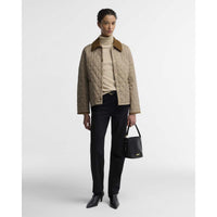 Light Trench/Birchwood Barbour Womens Icons Cropped Liddesdale Quilted ON MODEL