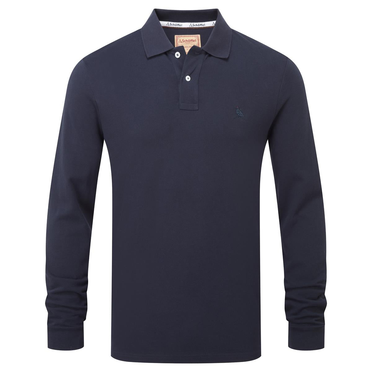 Navy Schoffel Mens St Ives Long Sleeve Polo Shirt