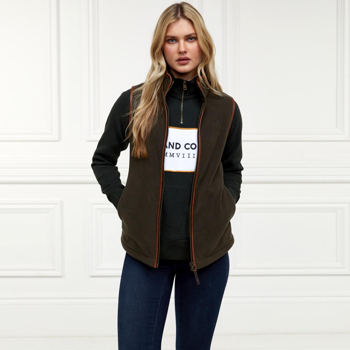 Racing Green Holland Cooper Womens Sporting Heritage Zip Henley On Model