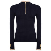 Ink Navy Holland Cooper Womens Zoe Quarter Zip Knit Jumper Zipped