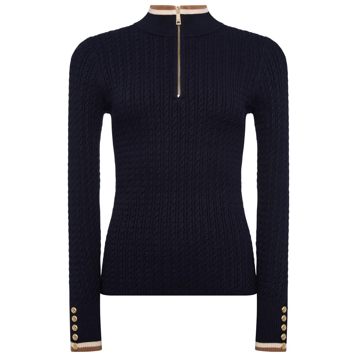 Ink Navy Holland Cooper Womens Zoe Quarter Zip Knit Jumper Zipped