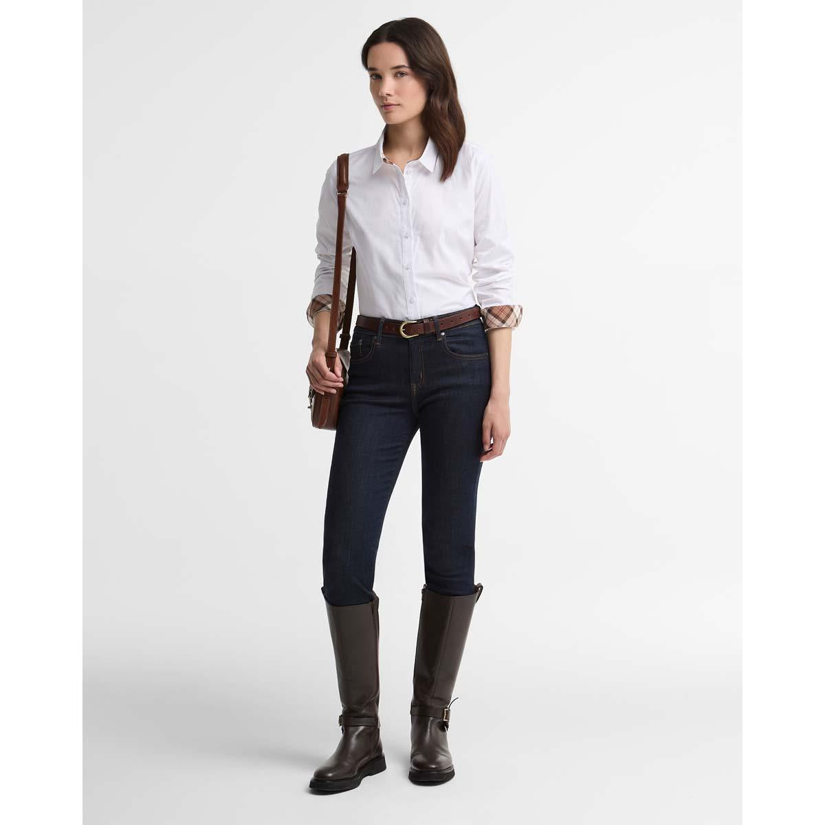 White/Light Muted Tartan ON MODEL