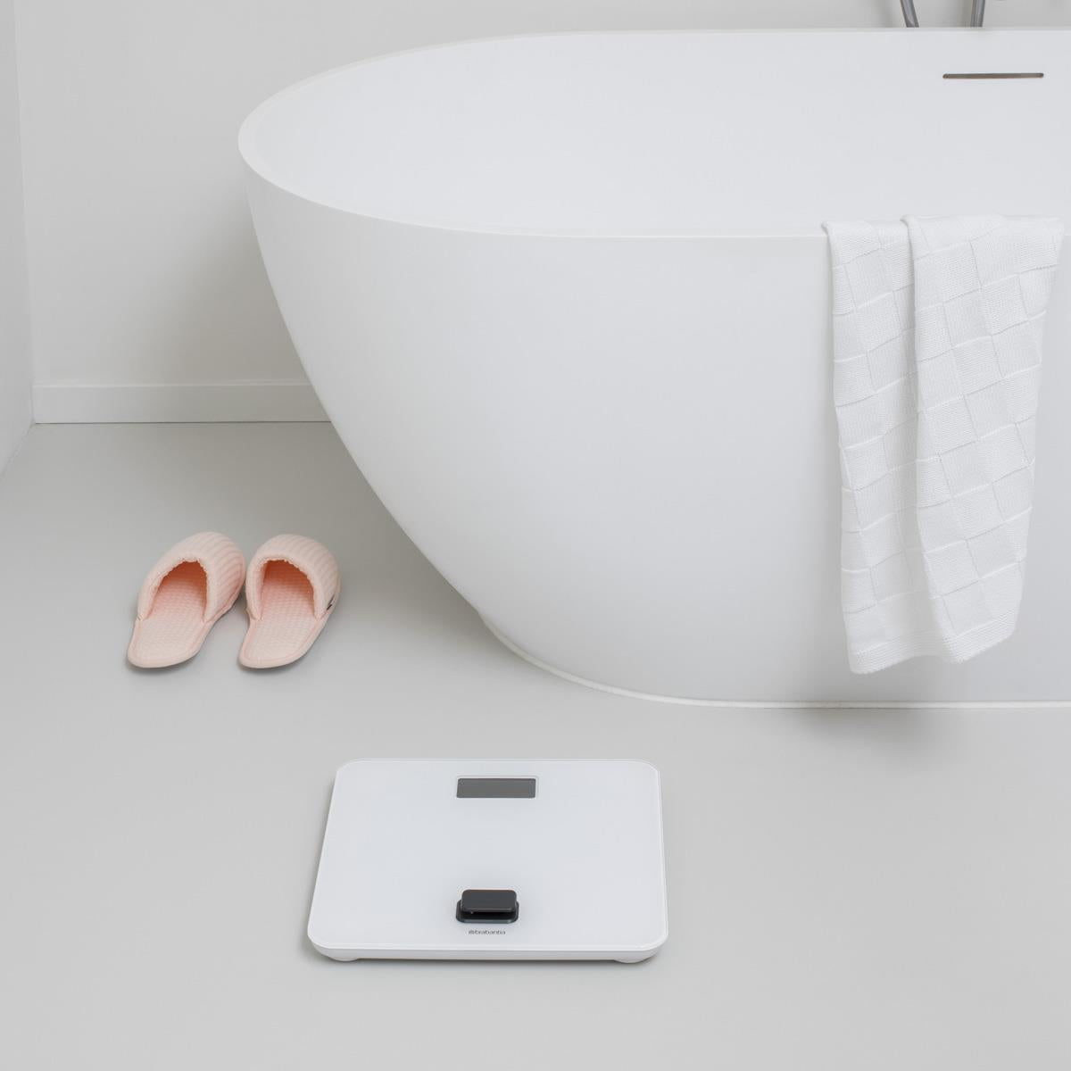 White Brabantia Battery Free Bathroom Scale Lifestyle
