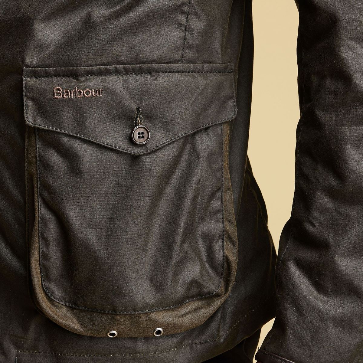 Olive Barbour Mens Beacon Sports Jacket Pocket