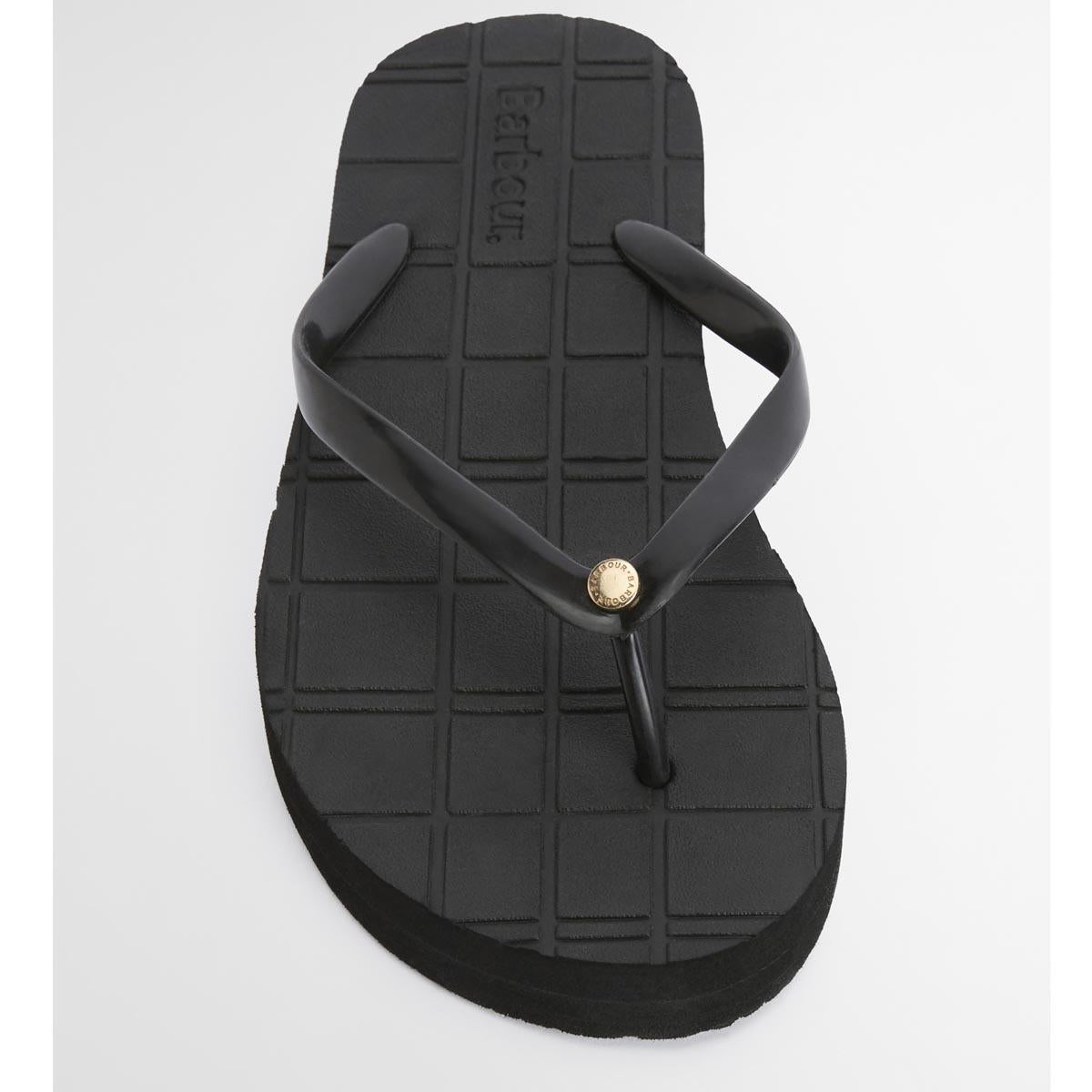 Black Barbour Tilda Toe Post Sandal FRONT