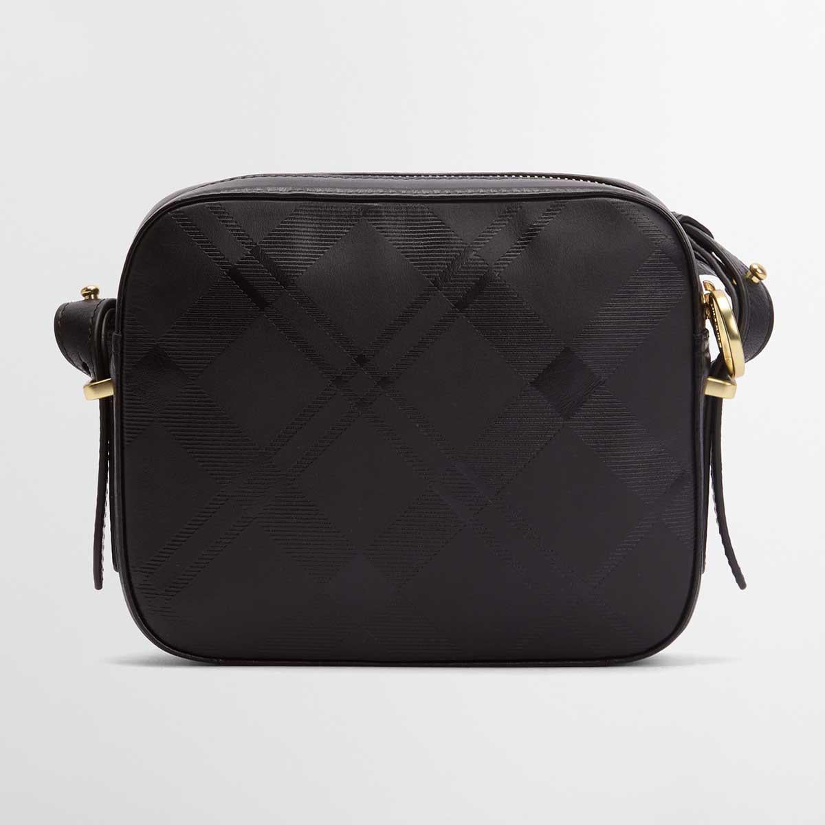 Black/Deboss Tartan Barbour Womens Daphne Deboss Leather Crossbody Bag Back
