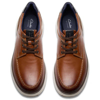 Dark Tan Leather Clarks Mens Mullan Moc Shoe Top View