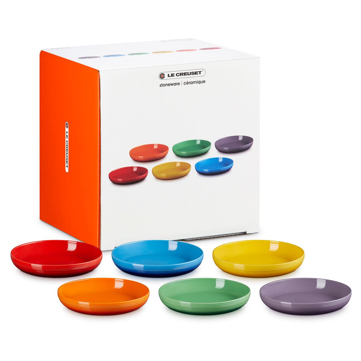 Le Creuset Stoneware Set of 6 Rainbow Coupe Pasta Bowls