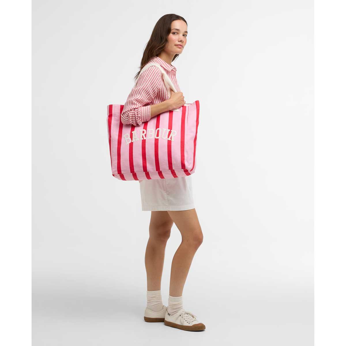Cherry Blossom Barbour Emily Stripe Tote Bag model