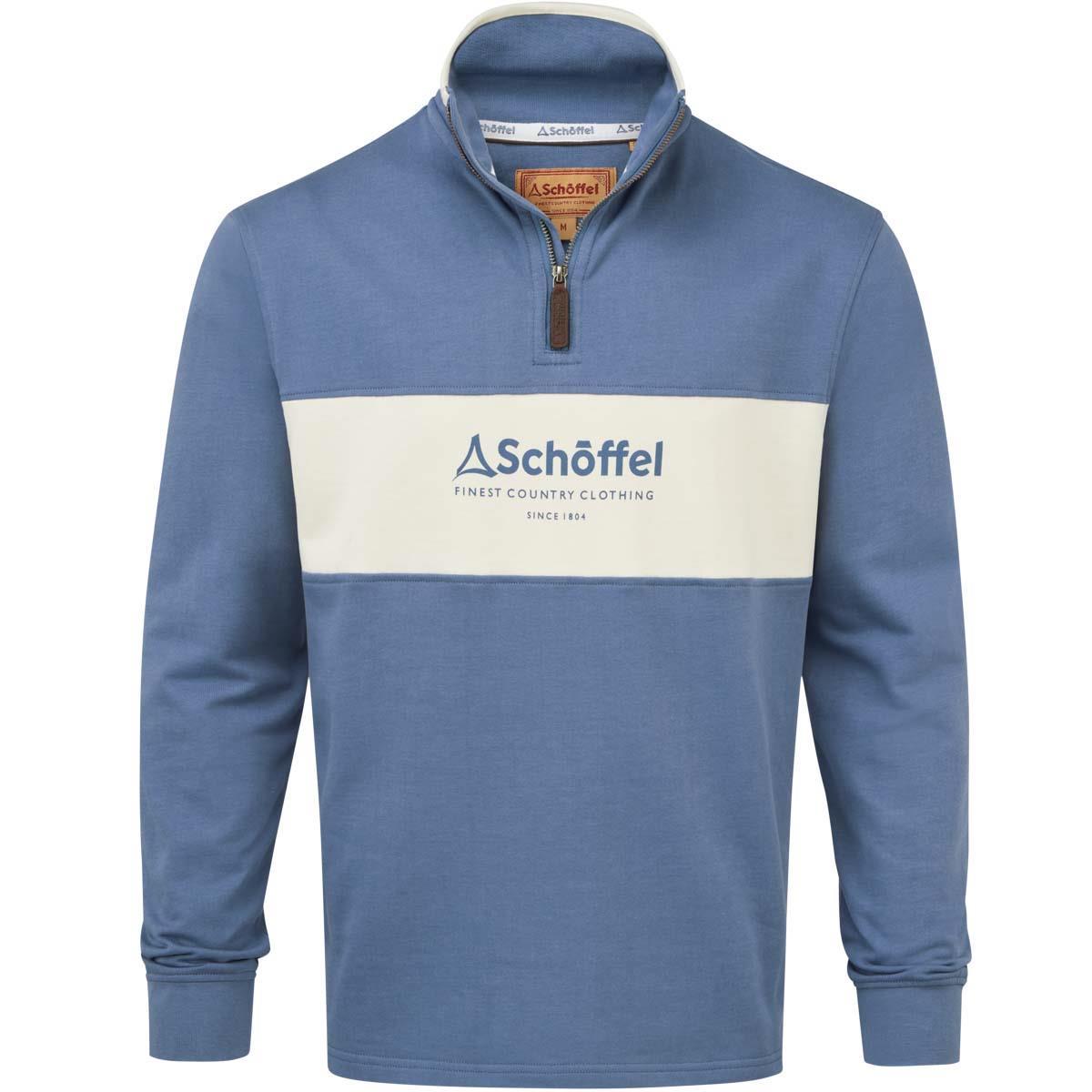 Vintage Indigo/Stone Schoffel Mens Trencrom 1/4 Zip Sweatshirt