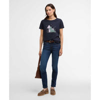 Navy Barbour Womens Clover T-Shirt on model