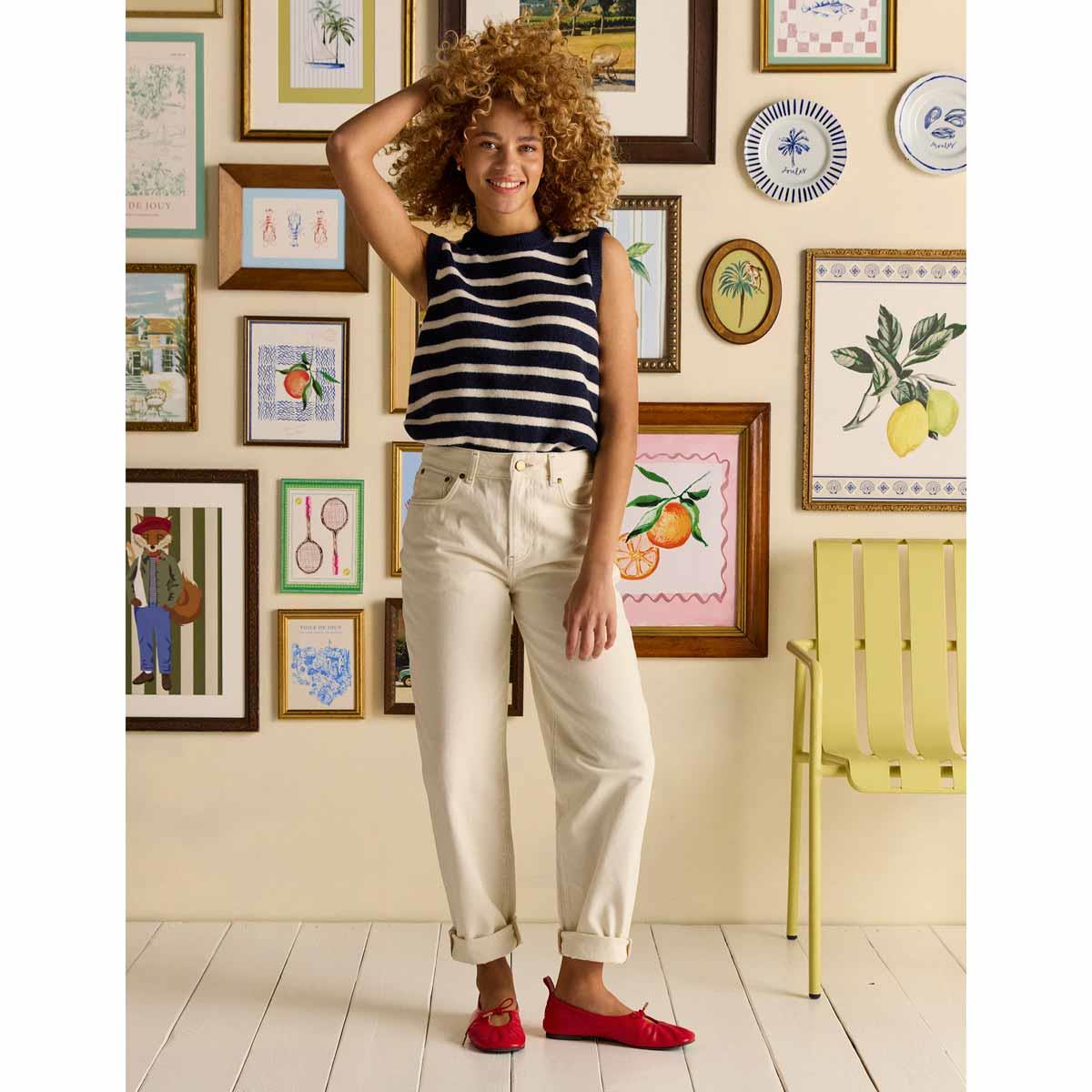 Navy Stripe Joules Womens Holly Stripe Knitted Vest Lifestyle