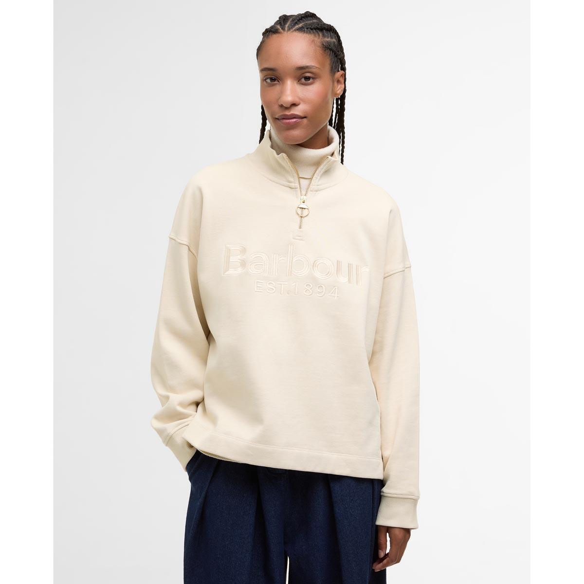 Oat Barbour Womens Sara Half Zip Sweatshirt Front