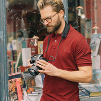 Albert and Maurice Mens Classic Pique Polo Shirt Maroon Camera