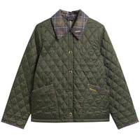 OLIVE Barbour Womens Icons Tartan Collar Cropped