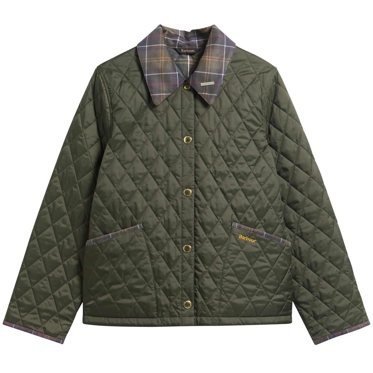 OLIVE Barbour Womens Icons Tartan Collar Cropped