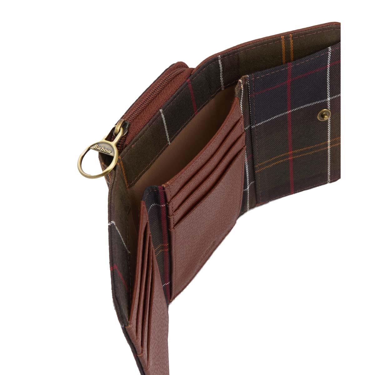 Brown/Classic Barbour Womens Rosa Leather French Purse Open