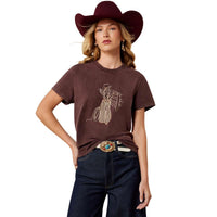 Chocolate Plum Ariat Womens Rebel With A Cause T-Shirt