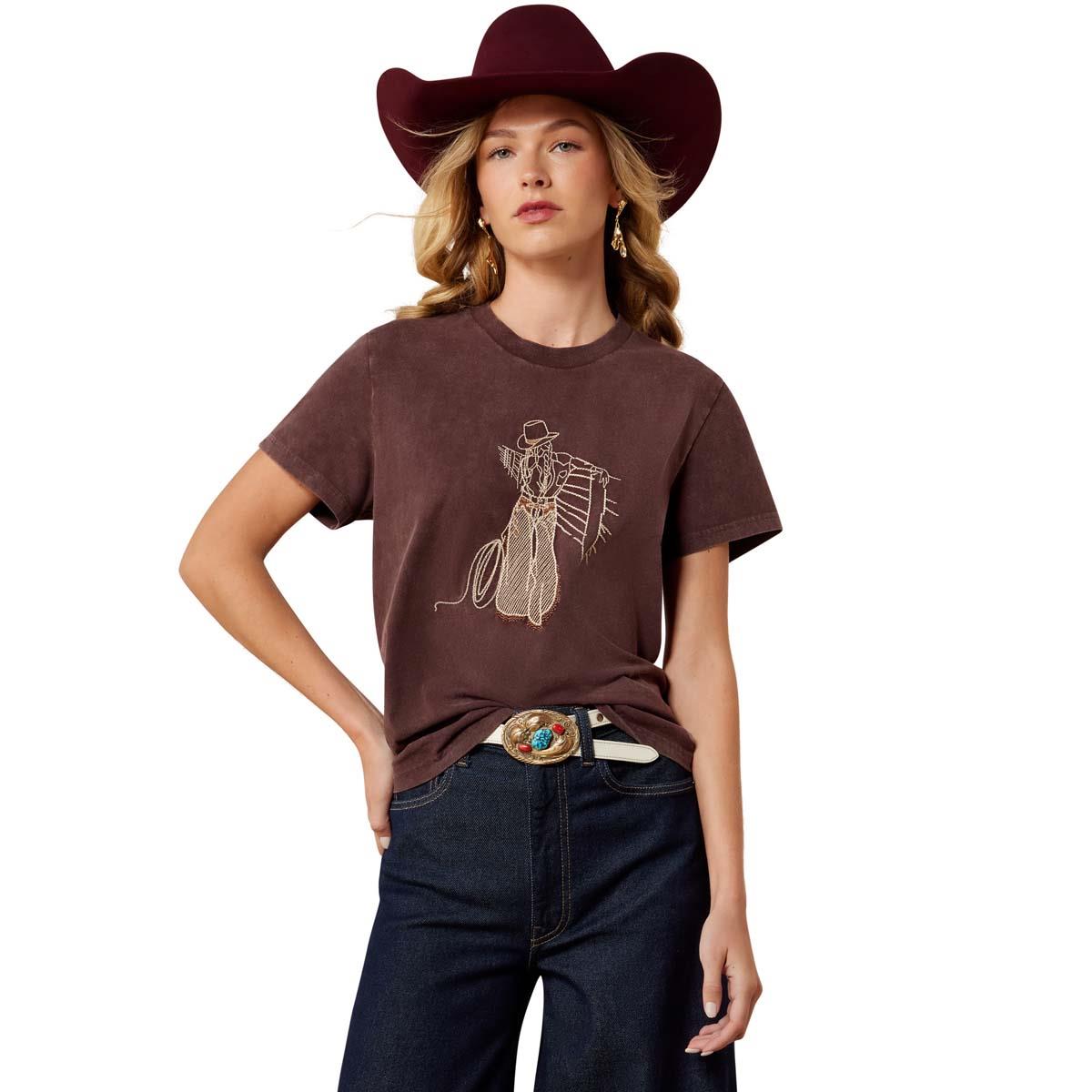 Chocolate Plum Ariat Womens Rebel With A Cause T-Shirt