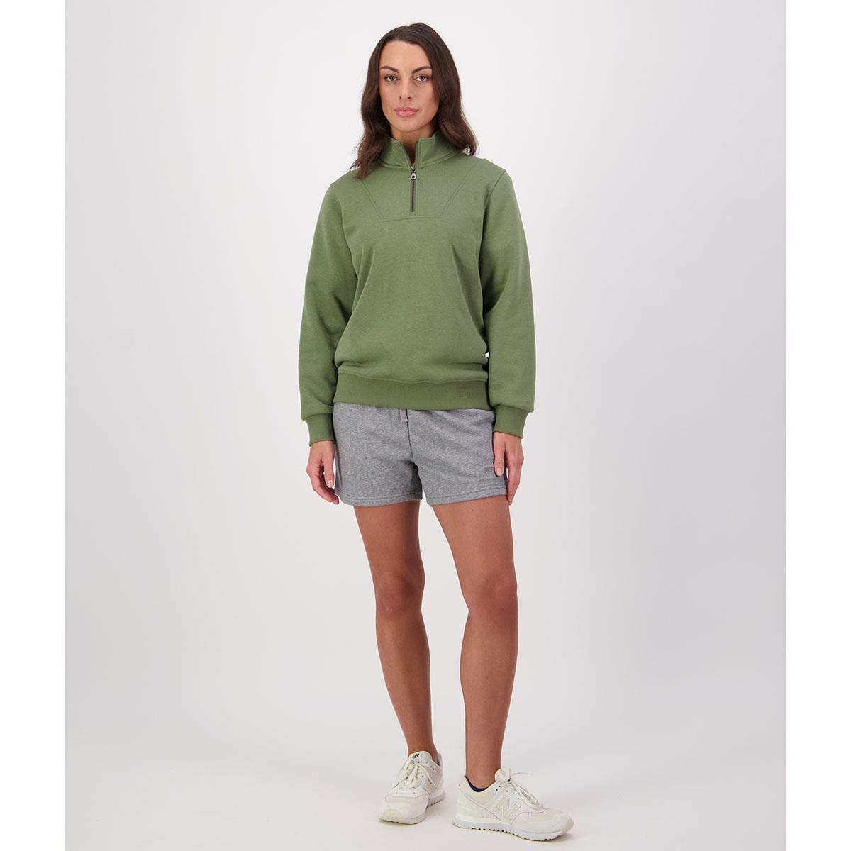 Clover Swanndri Womens Hazelwood Quarter Zip Jumper On Model
