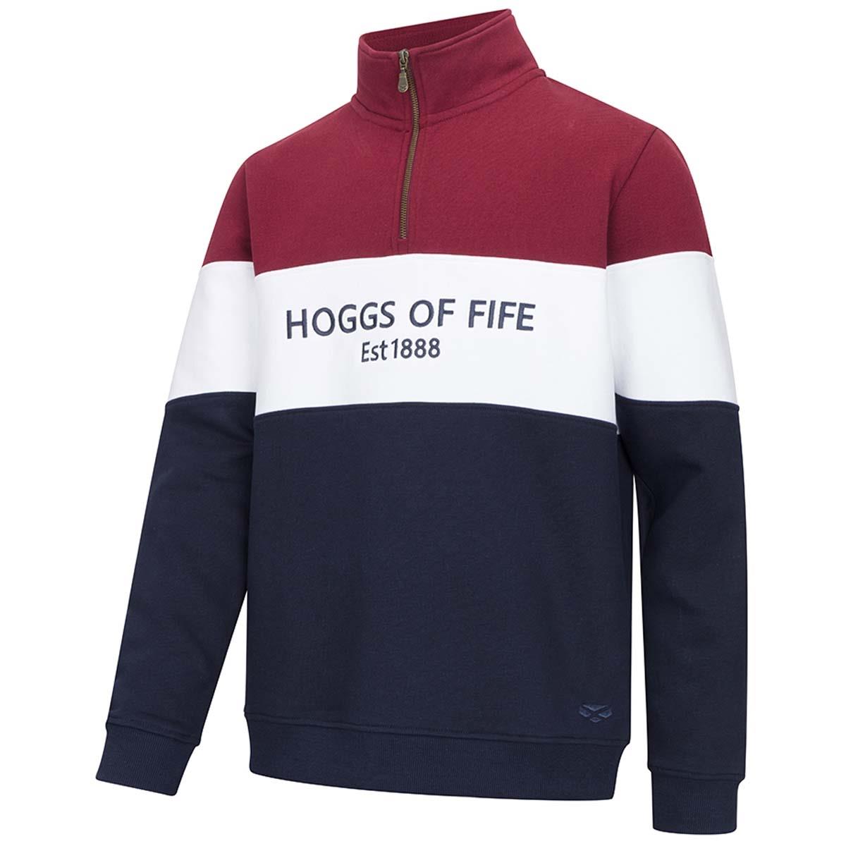 Burgundy/Navy Hoggs Of Fife Dumfries 1888 Gents 1/4 Zip Sweatshirt