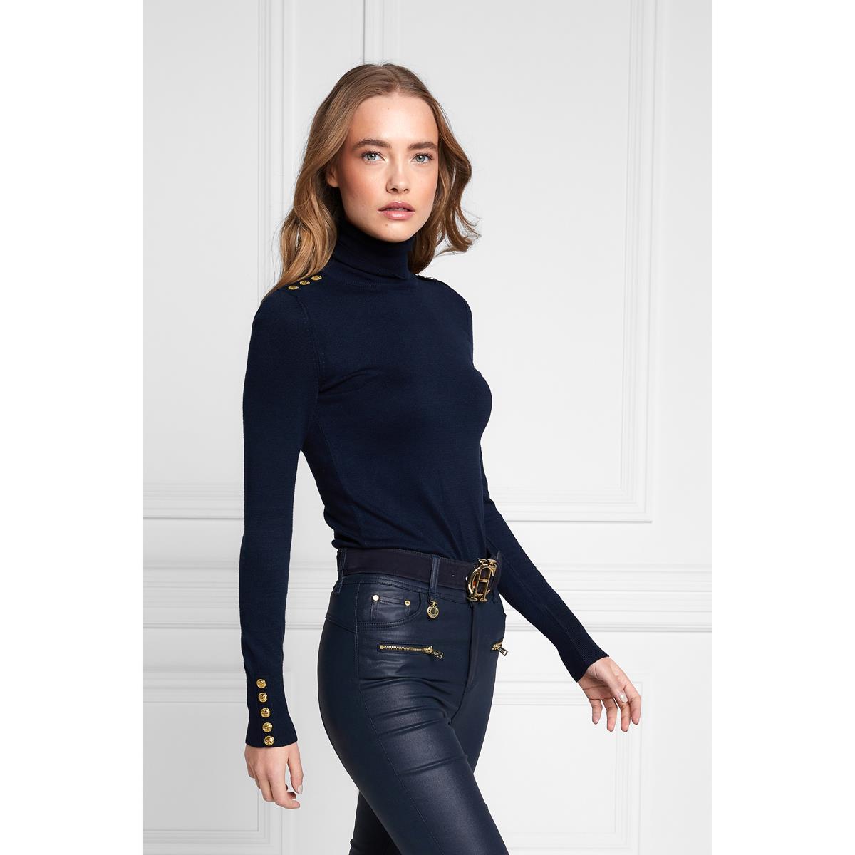 Holland Cooper Womens Buttoned Knit Roll Neck
